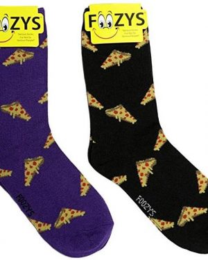 Womens Foozys Socks Design - Pepperoni Pizza Slice in Purple, Black, or Both