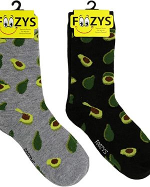 Womens Foozys Socks Design – Avocado in Grey, Black
