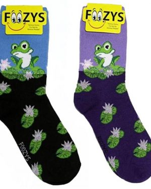 Womens Foozys Socks Design – Frog in Purple, Blue