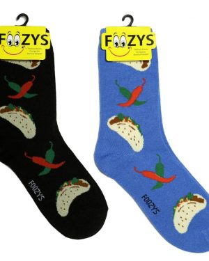 Womens Foozys Socks Design - Taco Time in Blue, Black