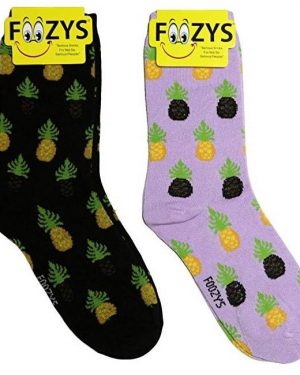 Womens Foozys Socks Design – Pineapple in Lilac, Black