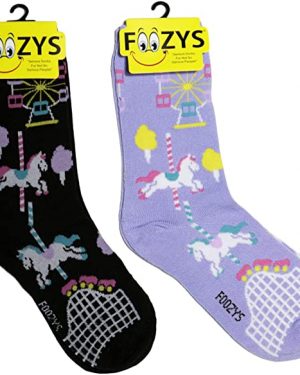 Womens Foozys Socks Designs - Carnival in Lilac, Black