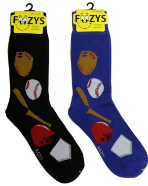 Mens Foozys Socks Design - Baseball in Blue, Black