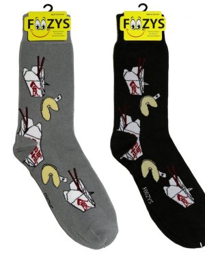 Mens Foozys Socks Design - Chinese Takeout in Gray, Black