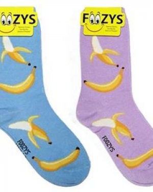 Womens Foozys Socks Designs - Banana in Blue, Lilac, or Both