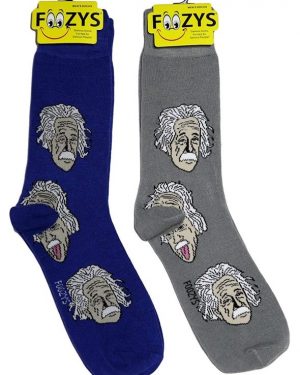 Mens Foozys Socks Design - Einstein in Grey, Blue