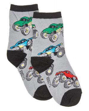 Boys Foozys Socks Design - Monster Truck in Gray