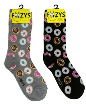 Womens Foozys Socks Design – Mini Donuts in Grey, Black