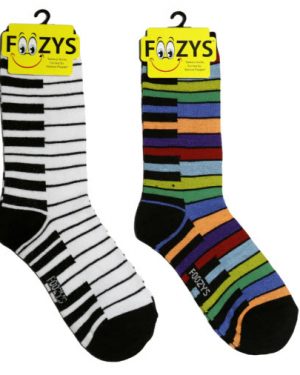 Womens Foozys Socks Design - Piano Keys in White, Multi