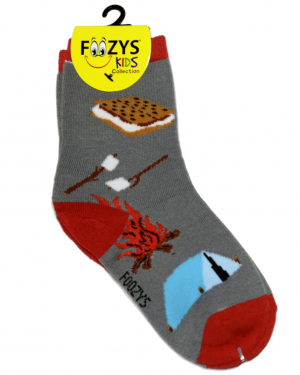 Boys Foozys Socks Design - Smores & Camp Fire in Gray