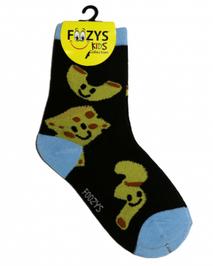 Boys Foozys Socks Design - Mac N Cheese in Black