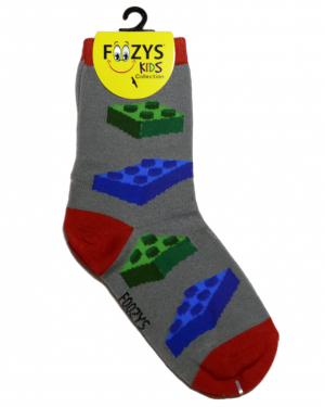 Boys Foozys Socks Design - Building Blocks in Gray