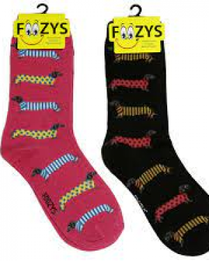 Womens Foozys Socks Design - Dachshund in Sweaters in Pink, Black