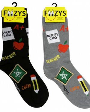Womens Foozys Socks Design – Teacher in Grey, Black