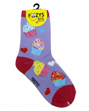 Girls Foozys Socks Design - Cupcakes in Lilac