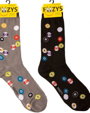 Mens Foozys Socks Design - Billiards in Grey, Black