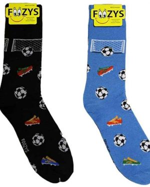 Mens Foozys Socks Design - Soccer in Blue, Black