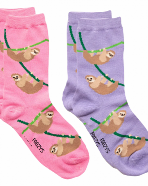Womens Foozys Socks Design - Sloths in Lilac, Pink