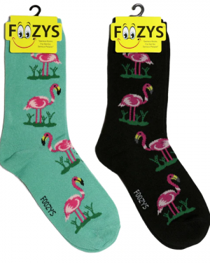 Womens Foozys Socks Design – Flamingos in Teal, Black