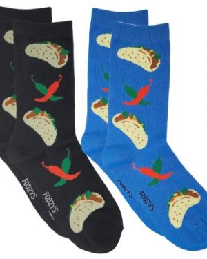 Mens Foozys Socks Design - Taco Time in Blue, Black